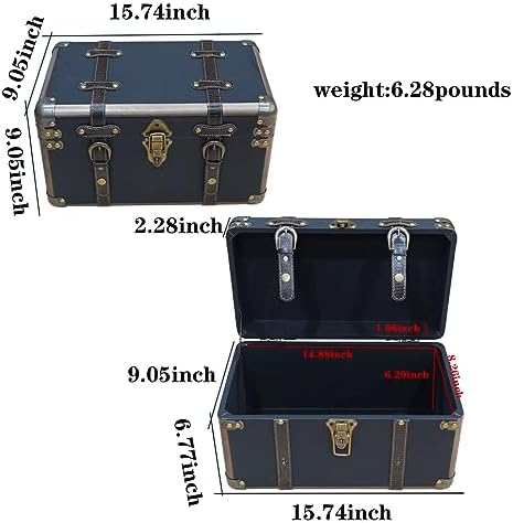 Storage Box, Vintage Wooden Decorative Box with Flip Top, 15.74x9.05x9.05 inches, Brown, for Storage and Home Decoration