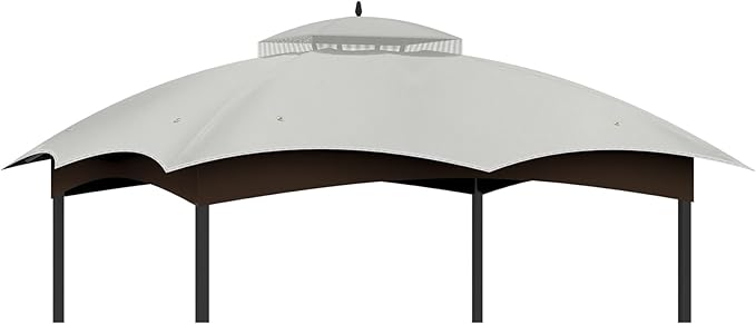 10x12 Gazebo Replacement Canopy Top Cover,Outdoor Double Tier Waterproof Canopy Roof for Lowe's Allen Roth Gazebo #GF-12S004B-1（Gray）
