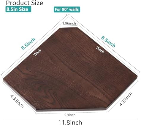 Corner Shelf Wall Mount, Set of 2 Solid Oak Wood Floating Corner Shelves with Wire Hole Display Shelf with Wire Hole Small Plant Display for Kitchen Living Room Bedroom