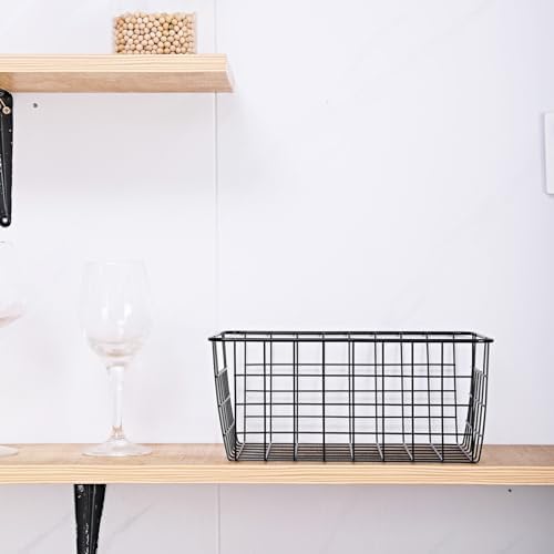 11" Upright Freezer Storage Baskets, Black Wire Storage Bins Small Bakset for Freezer, Pantry, Bathroom Organizing, Set of 4