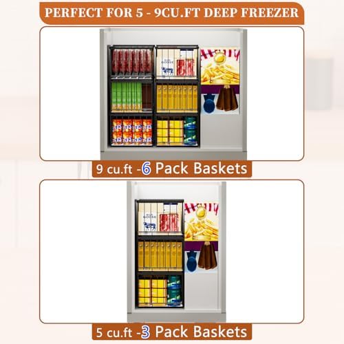 Large Freezer Organizer Bins for 5 to 9 Cu.Ft,Quick Expand/Collapse,6PACK