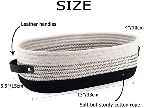 Cotton Rope Toilet Basket Bathroom Decor Baskets, Toilet Paper Holder Basket, Farmhouse Home Decor Organizing Small Baskets 13"x5.9"x4" Black