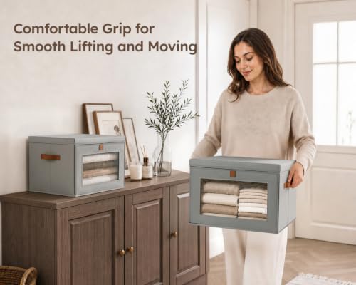 Homsorout Storage Bins with Lids - Closet Organizer with Front Opening