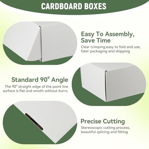 25 Pack 4"x4"x2" inch Small Shipping Boxes White Corrugated Cardboard Box for Small Business, Mailer, Shipping, and Packing