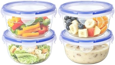 KIGI Plastic Round Food Storage Container, 4 Pack (2.5 Cup)