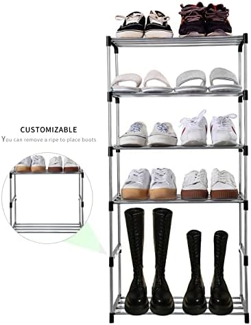 Stackable Small Shoe Rack, Entryway, Hallway and Closet (3-Tier, Black)