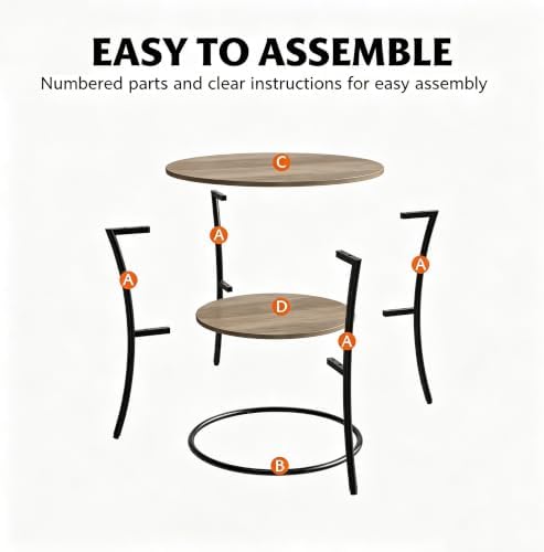 WLIVE 2 Tier Round End Table Steel Frame Small Space Living Room Nightstand