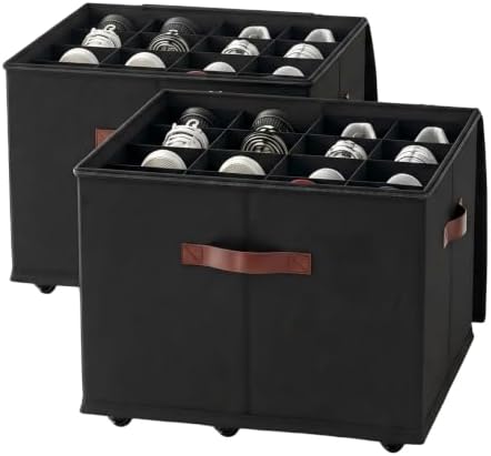 EE-RoomWorld 2 Pack rolling shoe rack on wheels,No Assemble Required shoe organizer for closet with wheels，Adjustable Dividers Fits 32 Pairs,boot Storage Bins with Reinforced Handle