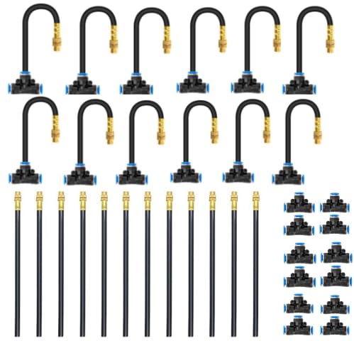 MIXC 2026-Upgrade Drip Irrigation System, No 1/4 Pipe, only 12pcs Adjustable Copper Nobbles and Quick Connectors