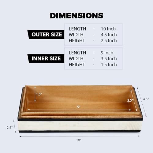 Handicrafts Home Decorative Storage Box with Lid – Black White Modern Keepsake Box, Coffee Table Storage Organizer, Decorative Box for Remotes, Desk & Console Decor – Mono Court 10 x 4.5 x 2.5
