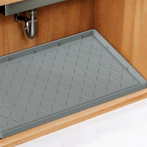 Mateeylife Under Sink Mat Kitchen Waterproof，Silicone Sink Tray 28"X19"