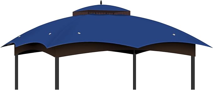 10x12 Gazebo Canopy Replacement Top Cover, Double Tiered Waterproof Canopy Roof for Lowe's Allen Roth Gazebo #GF-12S004B-1(Blue)