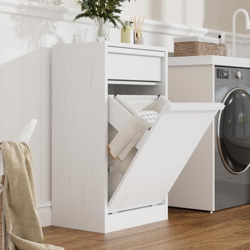 Garvee Single Tilt Out Laundry Hamper Cabinet, 10 Gallon Trash Can Cabinet