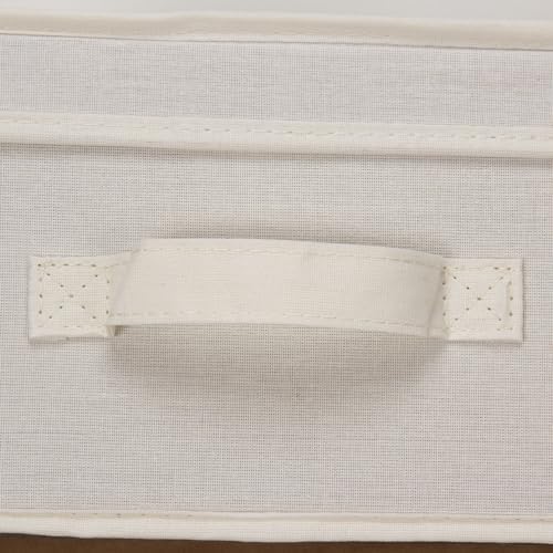 Household Essentials 111 Storage Box with Lid and Handle - Natural Beige Canvas - Medium,Natural Trim