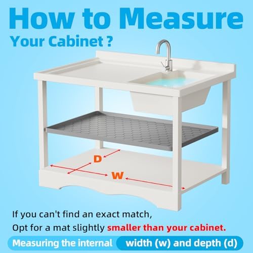 Winisok Waterproof Under Sink Mat 40" x 22", Silicone Mat, Beige | Raised Edge Traps Spills & Leaks, Shelf Liner, Cabinet Protector, for Kitchen, Bathroom, Boots, Pets, Home Essentials