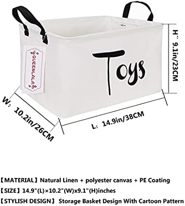 QUEENLALA Rectangular Collapsible Laundry Basket with Side Handles, Toys