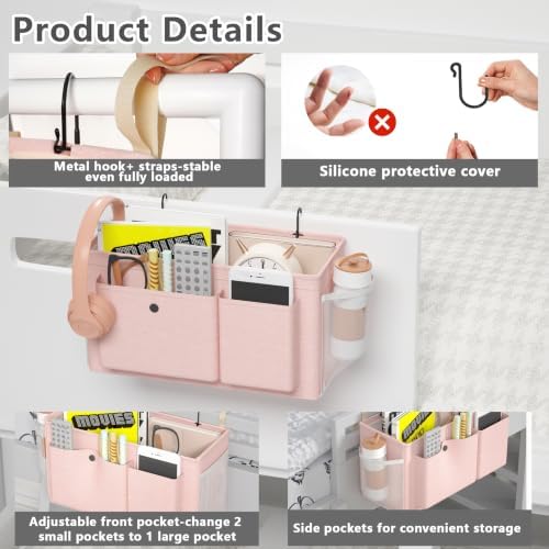 Bedside Caddy Bedside Storage Hanging Organizer for Bunk Dorm Bed Rail