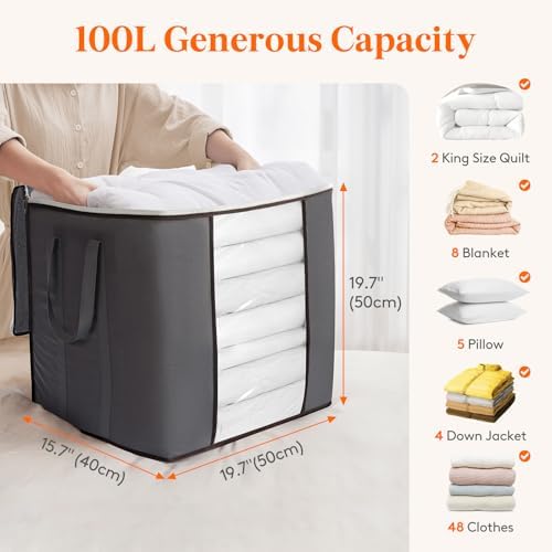 Lifewit 6 Pack 100L Large Clothes Storage, Blanket Storage Bags