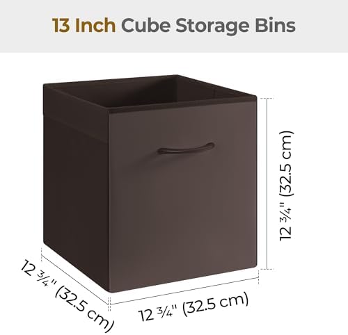 StorageWorks 13x13 Leather Cube Storage Bins, Brown, 4-Pack