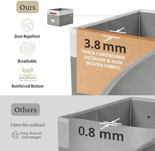 DECOMOMO Storage Bins, Storage Baskets for Shelves (Grey & White)