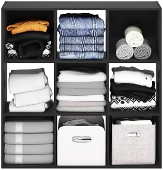Furinno PELLI Closet Organizers and Storage, 9-Cube Closet Organizer, Open Shelf Closet Storage, for Wardrobe, Bedroom, Living Room, Americano