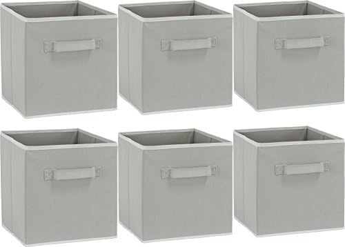 Simple Houseware 11-Inch Foldable Cube Storage Bins, Gray, 6-Pack