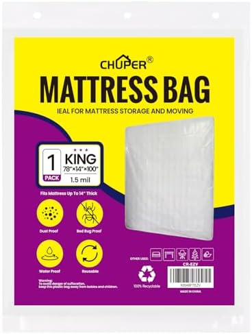 King/Cal King Mattress Bag for Moving and Storage,Waterproof Plastic Mattress Cover for Disposal and Protection Product