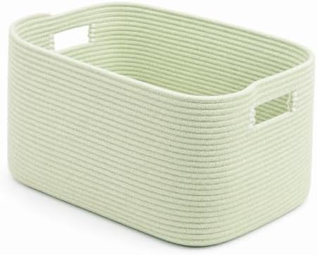 12.8GAL Small Cute laundry basket for nursery, Boho Square storage basket for Living Room Decor, Kids Girls Boys Toys Stuffed Animal Decorative Short Hamper for Dirty Clothes, Bath Towel Sage Green