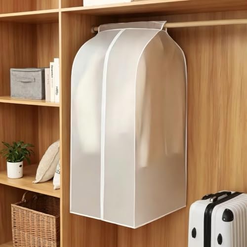 24x47x20 Inch Garment Bags, 1 Pack Garment Rack Cover, Waterproof & Washable Suit Covers, Full Zipper Dust-Proof Hanging Clothes Storage Bags for Closet, Translucent