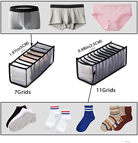 3 Pack Drawer Organizer for Underwears, Sock,Tie Foldable Closet Organizer Drawer Soft Fabric Dresser Drawer Divider Bins for Underwear Socks Ties(3PCS Underware+Socks)