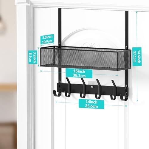 LUCYCAZ Over The Door Hooks Organizer,Back Door Storage with Coat Hooks