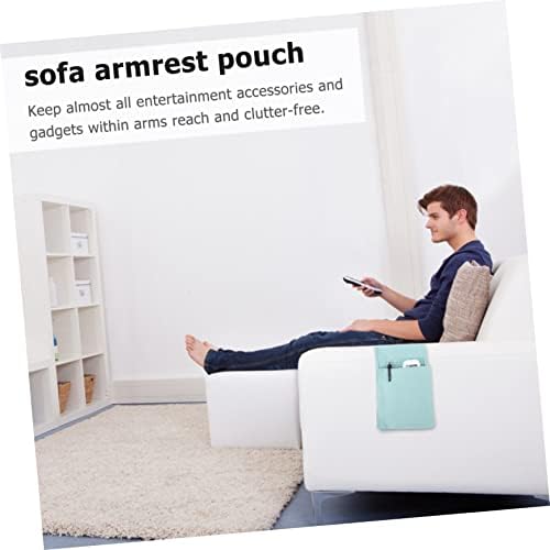 Armrest Storage Organizer Pouch Japanese Cotton Sofa Side Bag for Remote Control Magazines and Accessories Small Light Blue Home Dorm Office Use