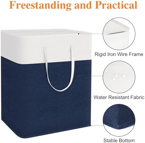 TasticTotes Laundry Basket 3-Pack, Laundry Hamper, 125L-Blue | Clothes Laundry Hamper, Collapsible Laundry Basket, Freestanding laundry hamper with Handles for Home or Dorm
