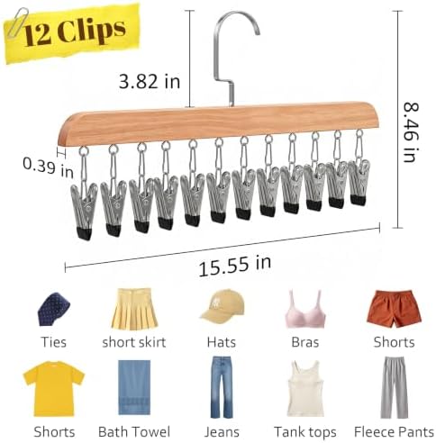 2PCS Space Saving Hanging Clothes Organizer with 12 Clips