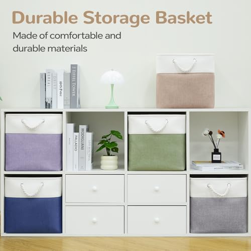 12x12 Inch Foldable Fabric Cube Storage Bins with Handles 4 Pack