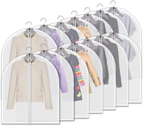 Clear Garment Bags for Hanging Clothes, 12 Pack 31 Inch, for Kids Clothes