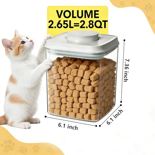 Ankou Airtight Dog Food Storage Container, 2.8 QT, One-Touch Pop Lid, BPA-Free | Clear Stackable Canister for Pet Food & Cat Treats