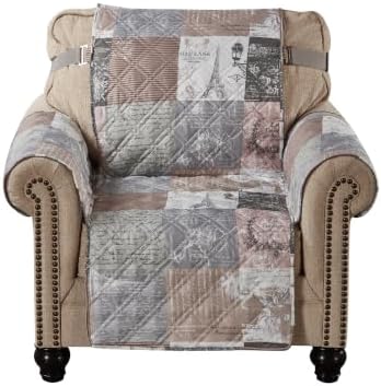 Brilliant Sunshine Latte Grey Paris & Toile Couch Armchair Cover, 23" seat