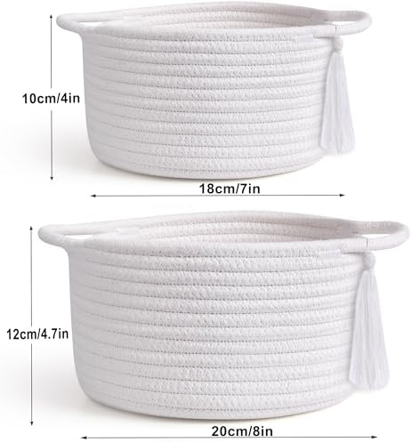 Small Gift Basket Empty to Fill, 2 Pack, Mini Woven Basket White