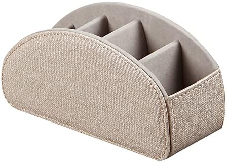 Leather TV Remote Control Holder with 5 Compartments Remote Caddy Desktop Organizer for Storage TV, DVD, Blu-Ray, Media Player, Heater Controllers