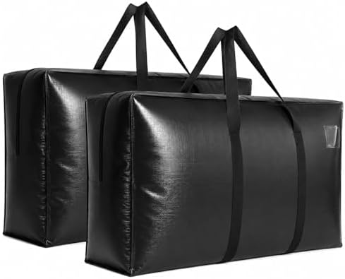 Extra Large Storage Bags, Jumbo Moving Tent Storage Bags, Foldable Big Black XXL Duffle Bag for Travel,Christmas Tree Bag, 42x23x13.5inch - 2PACK