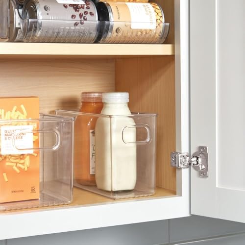 iDesign Slim Clear Plastic Storage Bin, Tall Narrow, 4-Pack | Organizer for Kitchen, Fridge, Pantry