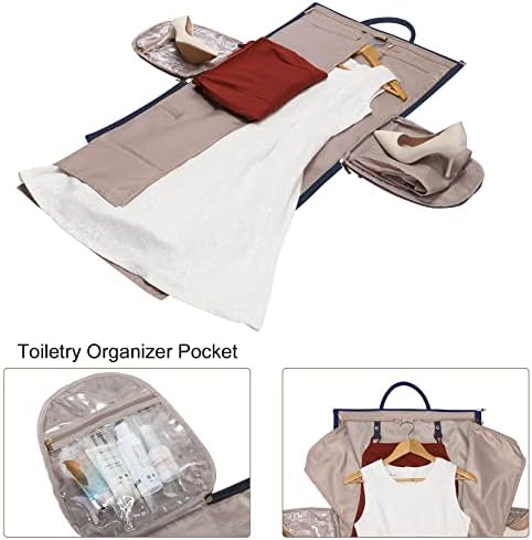 Modoker 2-in-1 PU Leather Garment Duffle Bag with Shoulder Strap, Blue