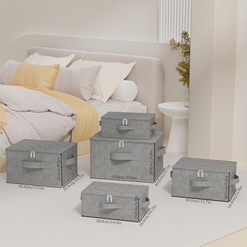 Underbed Storage Boxes with Zippers,14.9x10.2x5.9in,Grey,2 Pack