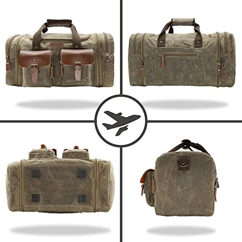 Wildroad Waxed Canvas Duffle Bag - 60L Weekender Overnight Travel Bag