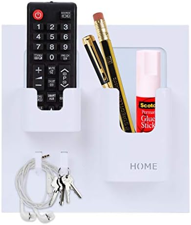 Bedside Shelf - Stick On Wall Mounted Bed Room,Dorm,Office Adhesive Floating Accessoies Caddy Organizer/Holder for Phone,Glasses,Remote Control,Keys,Pens - Plastic Material- White