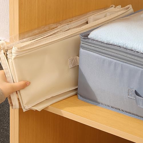 Under Bed Storage Bag, Compressible Flat Narrow Design with Transparent Top Cover for Clothes Bedding Shoes Storage (S Grey)