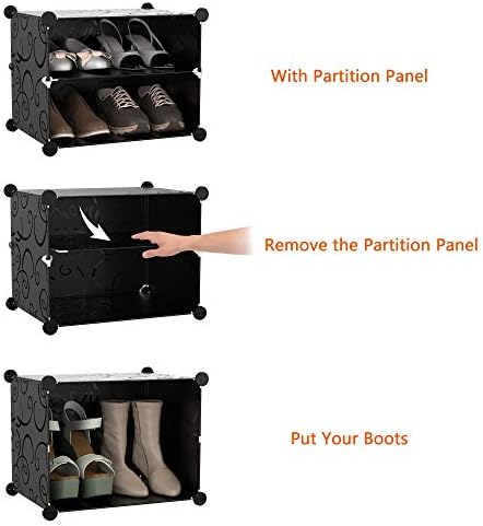 HOMIDEC Shoe Rack Organizer 16 Pair Modular Shoe Storage Cabinet for Closet