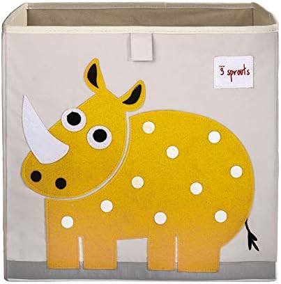 3 Sprouts Toy Storage Cube Bin, Foldable Storage Box, Rhino