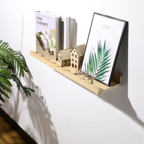 Suzile 2 Pcs Scalloped Floating Wall Shelves,12",Natural | Scalloped Edge, Book Display, Plant Display, Photo Frames, Toy Storage, Nursery, Bedroom, Bathroom, Aesthetic Decor